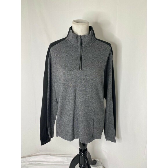Calvin Klein Men's Sweatshirt Grey and Black 1/4 Zip High Neck Size Large - Picture 2 of 9